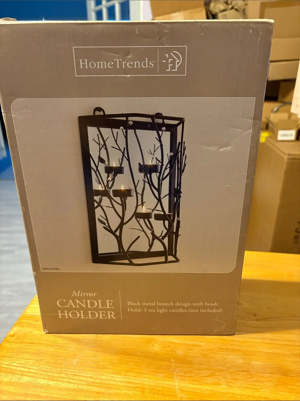 Decorative Black Metal Wall Candle Sconce with Branch Motif